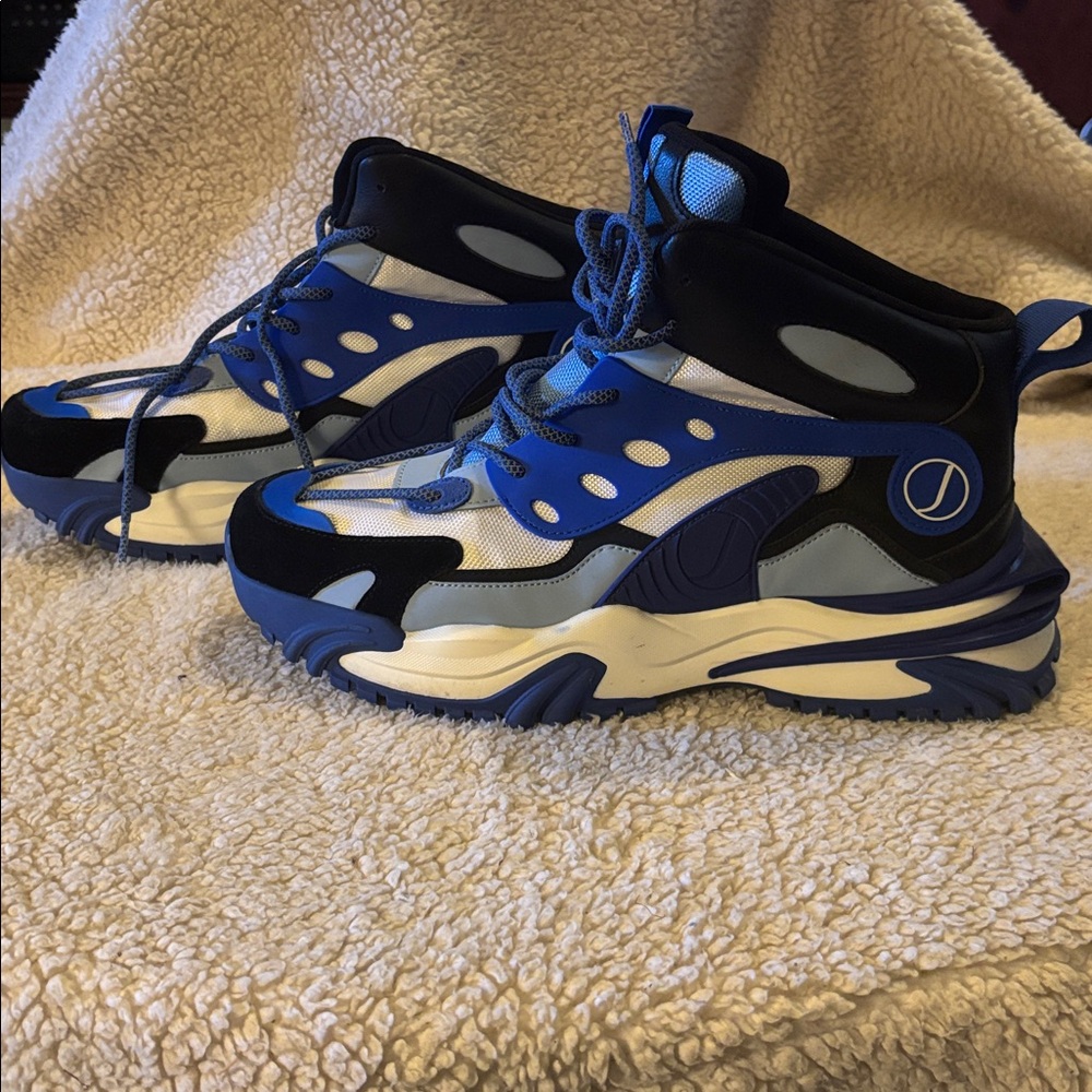 Javi Blue & White Logic High Top Sneaker Boots size 13